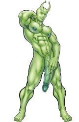 1male abs alien antennae big_penis class_comics green_skin locus male male_focus male_only muscle nude patrick_fillion solo solo_male veiny_penis