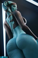 1girls 3d aayla_secura alien alien_girl ass athletic_female back_view big_ass big_breasts blue_skin bottomless breasts bubble_ass bubble_butt cellulite curvy dat_ass el-recondite_(artist) fat_ass lekku_(anatomy) looking_at_viewer looking_back star_wars stretch_marks thick_thighs twi'lek