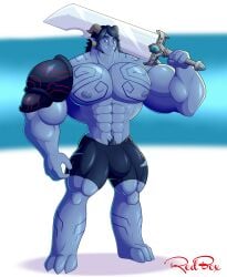 armor boxers bulge bulge_through_clothing jim_lake red-box shorts solo_male sword tales_of_arcadia tight_clothing troll trollhunters