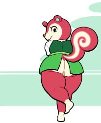 1girls animal_crossing anthro anus apron ass bent_over big_ass bottomless bottomless_apron bubble_butt chubby female female_only furry lovetopullmicke nintendo poppy_(animal_crossing) pussy red_fur skirt squirrel tail vagina