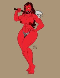 1girls 2021 2d betty_ross commission female female_only frostbiteboi hulk_(series) marvel marvel_comics red-skinned_female red_she-hulk red_skin solo yellow_eyes