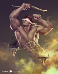 1boy blindfold bryant_wood caucasian caucasian_male fitness_model libra libra_(zodiac) male male_only muscles muscular muscular_male posing real_person scales silverjow solo solo_male zodiac