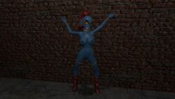 1girls 3d angry anitrode blue_body blue_skin bondage boots boots_only bound breasts brick_wall bricks collar female female_only forced garry's_mod long_hair nipples nude rape red_hair rope rope_bondage solo stuck tape tape_gag taped_mouth undertale undertale_(series) undyne wall yellow_eyes