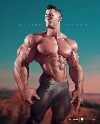 bodybuilder bulge julian_tanaka latino male male_only muscles muscular muscular_male outdoors outside real_person shirtless_male silverjow