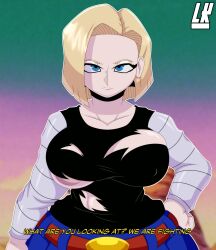 1girls android_18 big_breasts breasts dragon_ball dragon_ball_z female female_only lobokosmico solo tagme