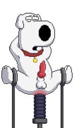 1boy anal anal_sex animal_genitalia animated anthro anus balls bound brian_griffin canid canine canis collar domestic_dog family_guy fur genitals gif knot magzol male male_only mammal penetration penis pixel_animation pixel_art sex_machine sex_robot sex_toy solo solo_male stomach_bulge white_body white_fur