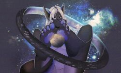 animated anthro canid canine cosmic_background feet female foot_fetish fox galaxy halo macro mammal micro pawpads paws pinkookie short_playtime solo