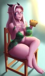 1girls big_breasts breasts busty butter chair clothing female female_only large_breasts legs_crossed looking_at_viewer milf n-kosi n-kosi_(coloring) nightgown nipples nipples_visible_through_clothing no_panties pink_hair pink_skin pointy_ears purple_eyes rayla_(the_dragon_prince) see-through see-through_clothing sitting smile solo the_dragon_prince thick_thighs toast wide_hips