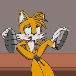 ahe_gao anal cum exposed_torso footwear furry gay handwear horny human legs_apart legs_up penis screwdriver solo sonic_(series) sonic_the_hedgehog_(series) sonic_x spanky15 tails yellow_body younger_male