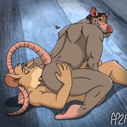 2boys anal anilingus anthro anus artist_name basil_(disney) brown_body brown_fur character_name closed_eyes copyright_name disney duo fabfelipe feet fur gay hair hand_on_butt hi_res kneeling looking_at_another lying male male/male male_only mammal mouse murid murine on_back oral professor_ratigan raised_tail rimjob rimming rodent sex signature tagme the_great_mouse_detective yaoi