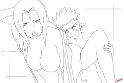 age_difference black_and_white grand naruto naruto_(series) naruto_shippuden older_female sex sketch tsunade uzumaki_naruto