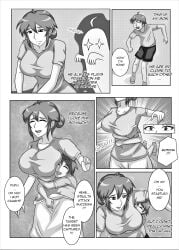 age_difference black_and_white cheating comic dialogue english english_text grabbing grabbing_from_behind hlord_recona incest large_breasts mother mother_and_son netorare original original_characters