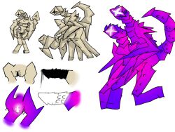 anthro arthropod black_cum black_flesh bodily_fluids colored_cum cum doggy_style dreams_(video_game) duo dweller dweller_(gate) exoskeleton female from_behind_position genital_fluids genitals glowing glowing_genitalia lavardsimp male male/female purple_body scorpion_tail sex tan_body unusual_bodily_fluids unusual_cum unusual_genital_fluids white_flesh