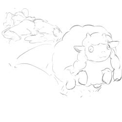 black_and_white cum_in_pussy cum_inside impshii interspecies monochrome overflowing_cum pokemon pokemon_(species) pokemon_ss pokephilia sketch sonia_(pokemon) wooloo