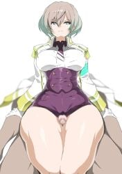 censored clothed_female_nude_male mujina ohako pov sitting_on_person ssss.dynazenon thick_thighs thigh_sex uninterested wide_hips