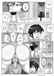 age_difference black_and_white cheating comic dialogue english english_text fingering grabbing hlord_recona incest large_breasts mother mother_and_son netorare original original_characters