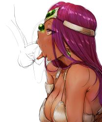 bakuya blowjob blush clothing dark-skinned_female dark_skin dragon_quest dragon_quest_iv fellatio large_breasts maya_mahabala oral_sex sucking_penis