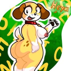 ass breasts canine collar domestic_dog female female_only lewdewott martha_lorraine martha_speaks paws short_ears short_tail spots text wave