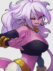 1girls android_21 big_breasts black_sclera breasts dragon_ball dragon_ball_fighterz female female_majin female_only large_breasts majin majin_android_21 pink_skin red_eyes st62svnexilf2p9 tagme tail white_hair