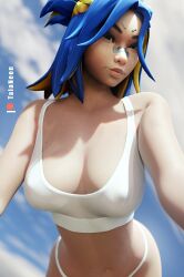 3d blue_hair female looking_at_viewer neon_(valorant) riot_games talaneon valorant