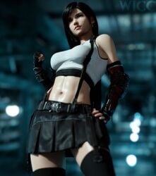 1girls 3d big_breasts black_hair breasts clothed clothing female female_focus female_only final_fantasy final_fantasy_vii light-skinned_female light_skin looking_at_viewer pose posing solo tifa_lockhart watermark wicc26