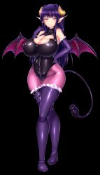 big_breasts bubble_ass bubble_butt crossed_legs demon_girl demon_horns demon_tail doskoinpo game_cg horns monster_girl nipples_visible_through_clothing official_art pink_eyes pointy_ears purple_clothing purple_hair seductive seductive_eyes seductive_look seductive_smile smiling smiling_at_viewer succubus succubus_costume succubus_horns succubus_outfit succubus_prison succubus_tail succubus_wings wings