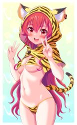 1girls :d animal_ears animal_hood animal_print bangs belly belly_button bikini bikini_bottom bikini_top blush breasts capelet cat_hood chinese_zodiac cleavage cowboy_shot double_v eris_greyrat eyes_open fake_animal_ears fake_tail female female_focus female_only gradient gradient_background grin groin hair_between_eyes hands_up harukaze_soyogu hood hood_up hooded_capelet long_hair looking_at_viewer micro_bikini multicolored_background mushoku_tensei navel open_eyes red_eyes red_hair sidelocks small_breasts smile smiling smiling_at_viewer solo solo_female solo_focus standing tail teeth teeth_showing teeth_visible tiger_ears tiger_hood tiger_print tiger_print_bikini tiger_stripes tiger_tail very_long_hair year_of_the_tiger yellow_bikini yellow_capelet