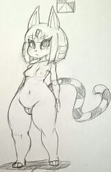 1girls animal_crossing ankha ankha_(animal_crossing) anthro big_breasts breasts completely_naked completely_nude completely_nude_female female female_only furry lewnoli nintendo pencil_(artwork) sketch small_breasts solo solo_female tagme traditional_art traditional_media traditional_media_(artwork)