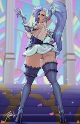 1girls ass_bigger_than_skirt crystal_rose_series crystal_rose_zyra female female_only green_eyes high_heels league_of_legends looking_at_viewer no_bra ponytail pussy riot_games stiletto_heels thick_thighs thighhighs very_high_heels xinaelle zyra