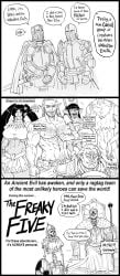 2girls 3koma 7boys armor bb_(baalbuddy) black_hair comic comic_strip crusader dialogue dungeons_and_dragons dwarf dwarf_male elf elf_male english_text female funny goblin goblin_female greathelm helmet human_male king knight light-skinned_male light_skin long_image male medieval_armour monochrome muscular muscular_male no_sex not_porn orc orc_female shield skeleton skeleton_king speech_bubble staff sword text three_panels white_background