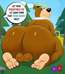 anthro bear big_ass bubble_butt fur huge_ass male_focus male_only male_solo solo_male trashtoonz yogi_bear yogi_bear_(character)