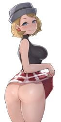 1girls 2022 artsheops ass ass_focus ass_shot blonde_hair blue_eyes breasts bubble_butt female female_only hi_res hips huge_breasts large_ass looking_at_viewer naughty_face nintendo no_panties pokemon pokemon_journeys pokemon_xy serena_(pokemon) short_hair short_skirt skirt skirt_lift slim_waist smile thick_thighs thighs wide_hips