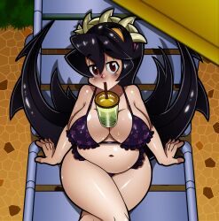 1girls belly big_breasts bikini breasts chacrawarrior chubby chubby_female eye_contact female_focus female_only filia_(skullgirls) looking_at_viewer samson_(skullgirls) skullgirls solo solo_female tentacle_hair