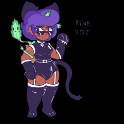 brawl_stars catgirl choker dark-skinned_female gwakkerboybaggot_(artist) looking_over_eyewear looking_over_glasses looking_over_sunglasses purple_hair rinestonearts rosa_(brawl_stars) sfw sunglasses supercell thick_thighs tinted_eyewear