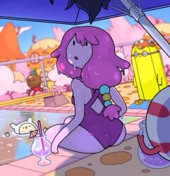 adventure_time ass discount-supervillain pink_hair poolside princess_bubblegum swimsuit