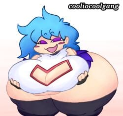 1girls :3d ass belly bending_forward blue_hair breasts chubby chubby_female cleavage cleavage_cutout cooliocoolgang deviantart fat female female_focus female_only fingerless_gloves friday_night_funkin friday_night_funkin_mod hips holding_breast hyper hyper_ass hyper_breasts large_ass large_breasts looking_at_viewer purple_eyes skirt skyblue skyblue_(friday_night_funkin) skyverse stockings stomach thick_thighs thighs wide_hips