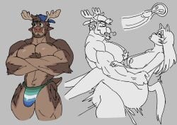 1boy1girl anthro anthro_on_anthro antlers ass baseball_cap biceps breasts bulge comic cum cum_in_ass cum_in_pussy cum_in_uterus cum_inside female forced furry gay_to_bi gay_to_bisexual heart heart-shaped_pupils horse human impregnation instant_loss_2koma looking_pleasured male male/female moose muscular muscular_male nipples nomohomoka orientation_play pecs penetration penis penis_in_pussy ralph_(chesschirebacon) reindeer sex size_difference speedo stand_and_carry_position standing standing_sex underwear vaginal_penetration vaginal_sex