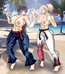 2girls blonde_hair catfight female female_only fight fighting lidia_sobieska michelle_love reina_mishima ryona tekken tekken_8 yuri