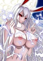 1girls animal_humanoid big_breasts bunny_ears bunny_girl bunny_tail carrot_(one_piece) electricity electro_(ability) female female_only long_hair looking_at_viewer minkmen_(one_piece) moon moonlight nel-zel_formula nipples one_piece rabbit_ears rabbit_girl rabbit_humanoid red_eyes silver_hair smile smiling sulong sulong_carrot teen teenage_girl teenager white_body white_hair