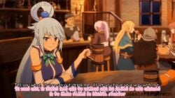 1girls 2d aqua_(konosuba) ass bed blue_hair blush breasts closed_eyes cum dubbed_version english_subtitles high_resolution japanese_text kono_subarashii_sekai_ni_shukufuku_wo! large_breasts long_hair male/female maplestar no_panties penis pubic_hair pussy satou_kazuma smile sound spanish spanish_dialogue spanish_language spanish_voice_acting straight sweat tagme text vaginal_penetration video