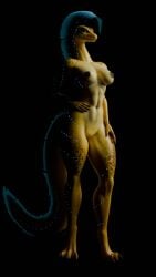 absurd_res anthro bioluminescence breasts cassy_(vulgarvictor) claws eel facial_piercing female fish glowing hi_res lip_piercing marine nails nipples nude piercing solo tail vulgarvictor