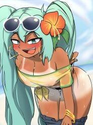 1girls areola ass big_ass big_breasts big_thighs bikini brazil brazilian brazilian_female brazilian_miku breasts cyan_eyes cyan_hair female female_only hatsune_miku huge_ass huge_thighs latin_american_hatsune_miku_(meme) lawgx long_hair looking_at_viewer nipples shirt shorts solo sweat sweatdrop sweating tagme tan tan_body thick_hips thick_thighs thighs twintails vocaloid wet wet_body wet_clothes wet_clothing yellow_shirt