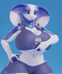 animated animated anthro bluedingo boob_drop connivingrat flashing flashing_breasts massive_breasts nisha_(bluedingo) scalie scalie_humanoid snake sports_bra tail white_body