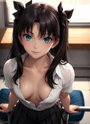 1girls 2d ai_generated aqua_eyes bare_shoulders belly black_hair blue_eyes blush breasts chest cleavage cute detailed eye_contact eyelashes eyeshadow fate/stay_night fate/zero fate_(series) female female_only fit fit_female focus happy high_quality legs light-skinned_female light_skin lips lipstick long_hair looking_at_viewer looking_up makeup mascara medium_breasts midriff nero100 pale-skinned_female pale_skin seductive seductive_eyes seductive_look skinny skinny_girl stable_diffusion tagme thighs thin thin_female thin_waist tohsaka_rin young