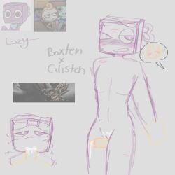 1boy 1cuntboy anthro boxten_(dandy's_world) cock_between_thighs dandy's_world glisten_(dandy's_world) monster pink_lipstick_mark