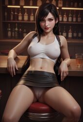 1girls ai_generated angel_light angel_light_(artist) ass black_hair breasts cameltoe final_fantasy final_fantasy_vii final_fantasy_vii_remake nipples_visible_through_clothing panties red_eyes skirt tifa_lockhart