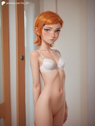 ai_generated ben_10 bottomless bra cartoon_network girl girly gwen_tennyson jen_ai penis penis_on_face penis_on_head pussy pussy_out red_hair short_hair small_breasts white_bra