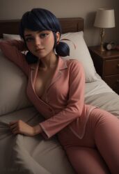 1futa ai_generated angel_light angel_light_(artist) blue_hair breasts ladybug ladybug_(character) marinette_cheng marinette_dupain-cheng miraculous miraculous:_tales_of_ladybug_and_cat_noir miraculous_ladybug pajamas