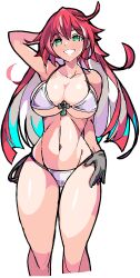 bikini enpe green_eyes guilty_gear guilty_gear_strive jack-o'_valentine multicolored_hair pink_hair red_hair showing_off swimsuit white_hair