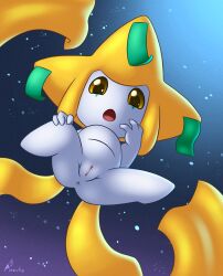 anus aurawing blonde_hair female genitals hair hi_res jirachi legendary_pokemon nintendo nude open_mouth pokémon_(species) pokemon pokemon_(species) pussy solo spread_legs spreading video_games white_body yellow_eyes